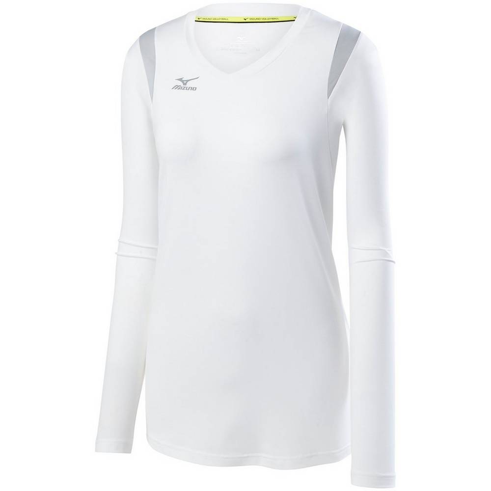 Mizuno Women's Balboa 5.0 Long Sleeve Volleyball Jersey White/Silver (440645-XRO)